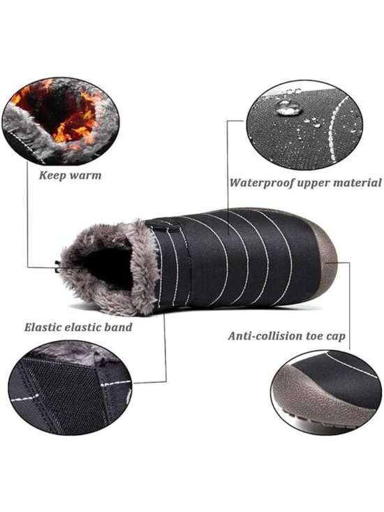 Eagsouni Mens Size 13 Boots Winter Warm Waterproof Non-Slip Outdoor Black Shoes main image 7